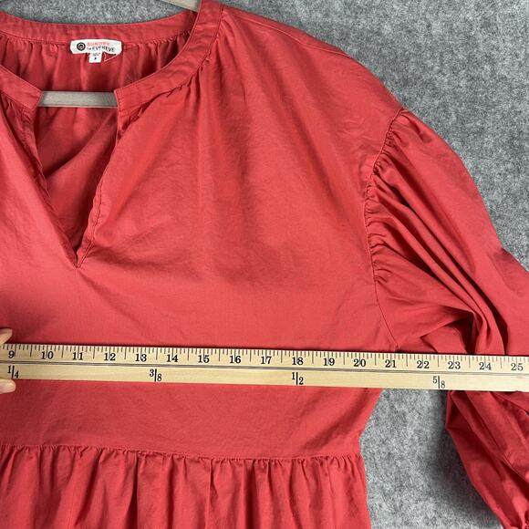 Sundry Evereve The Anywhere Dress Womens Large 3 Red Tiered Puff Sleeve Pocket - Picture 8 of 14